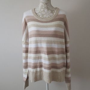 Time and Tru Striped Beige Sweater 3X